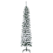 Albero di Natale artificiale, innevato, dal design sottile, ignifugo, 180 cm, verde/bianco