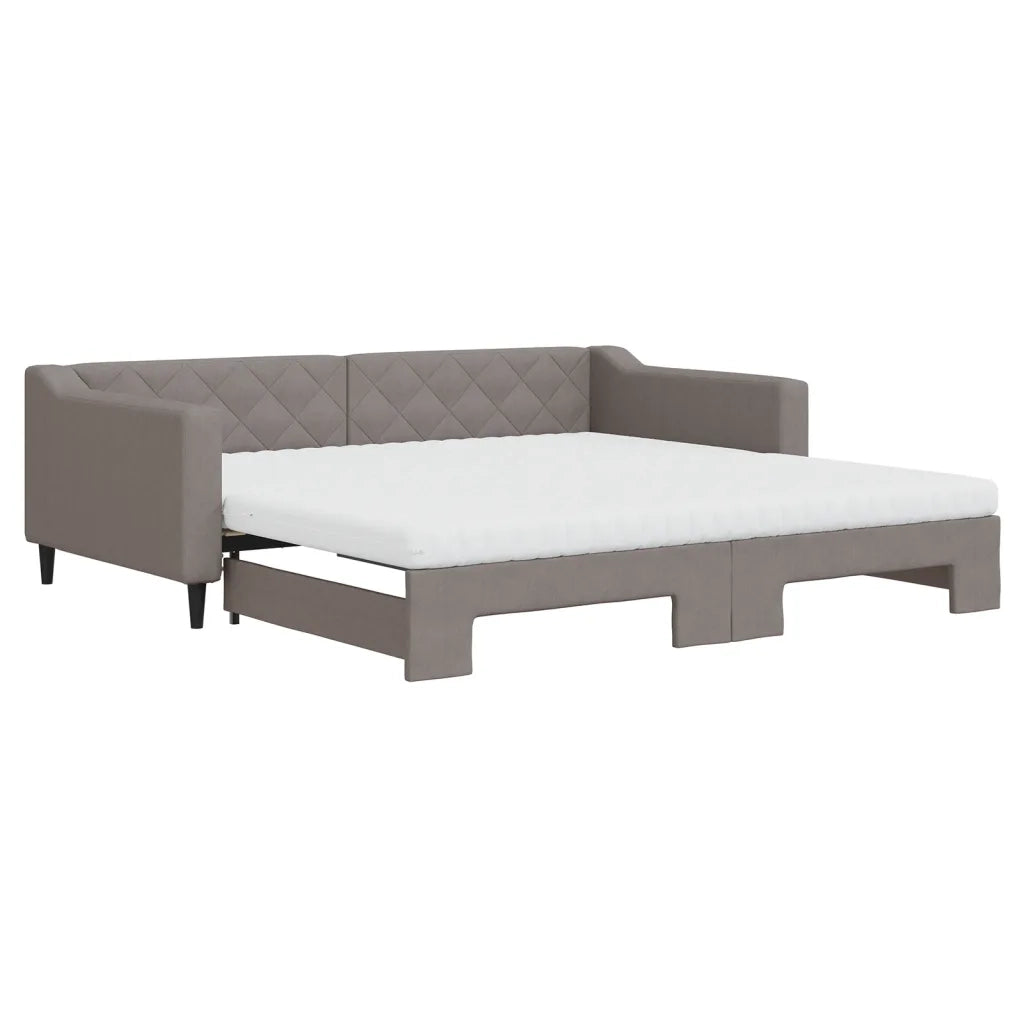 vidaXL Divano Letto Estraibile con Materassi Tortora 100x200cm Tessuto