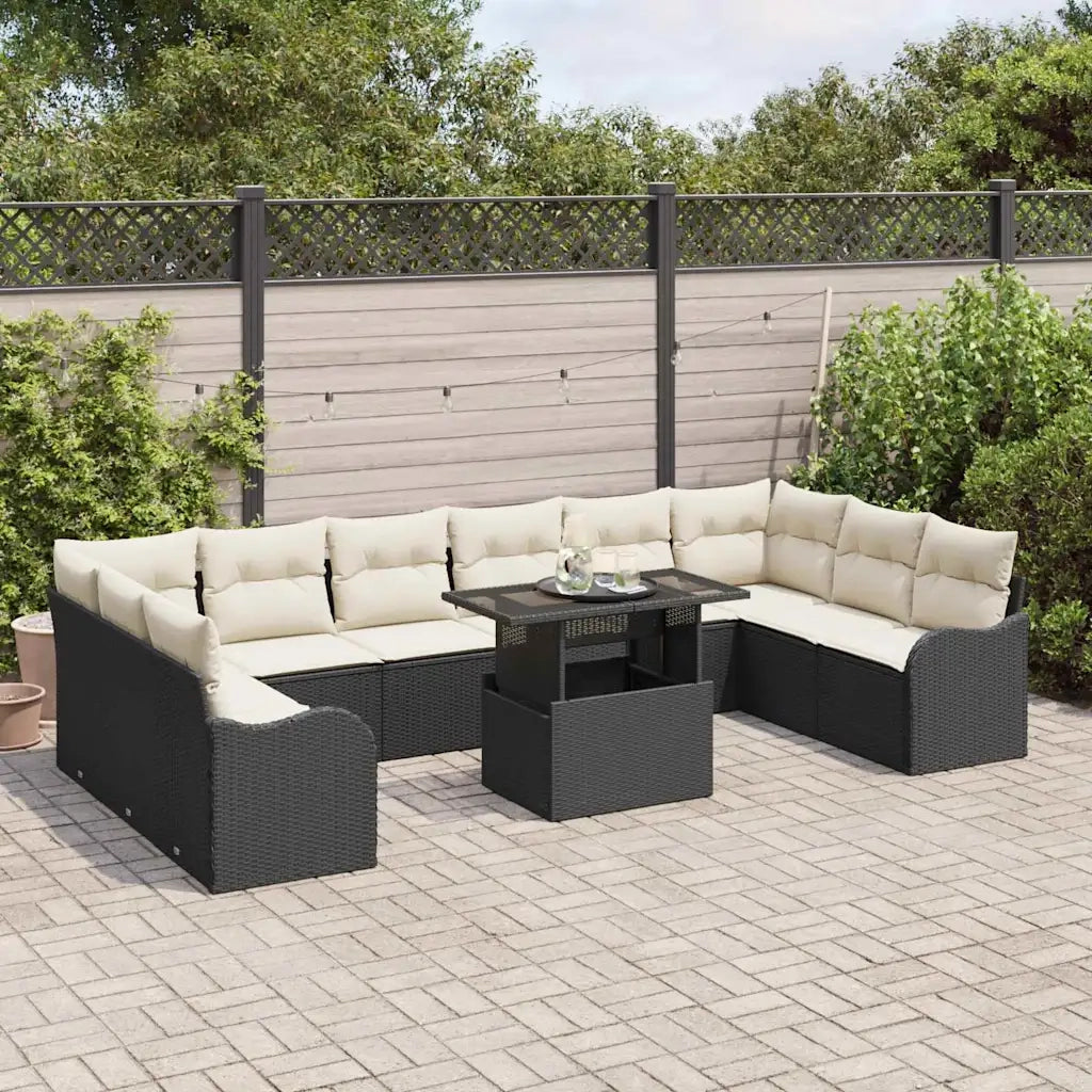 Set Divano da Giardino 11 pcs Nero Rattan in Polipropilene 3357270