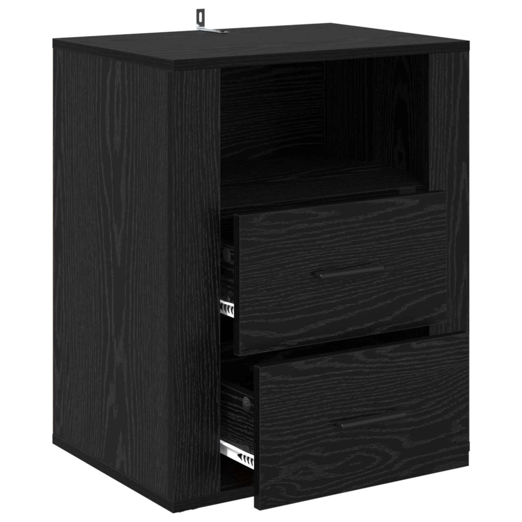 Armadio da Notte Rovere Nero 35 x 50 x 60 cm Legno multistrato 881080