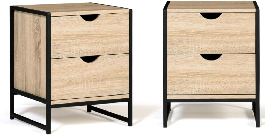 Set di 2 comodini Detroit con 2 cassetti Design Industriale
