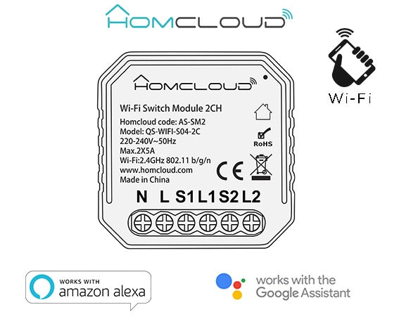 Modulo Interruttore 2 Canali CH Wi-Fi Smart Life da incasso AS-SM2