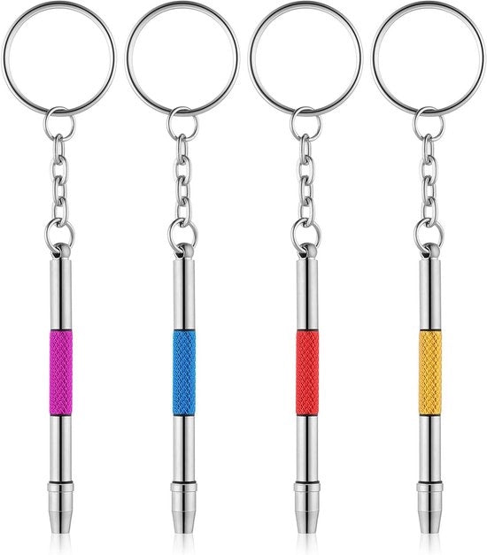 Set di 4 strumenti multifunzione per la riparazione degli occhiali - Chiave a molla con porta chiavi e attrezzi per occhiali
