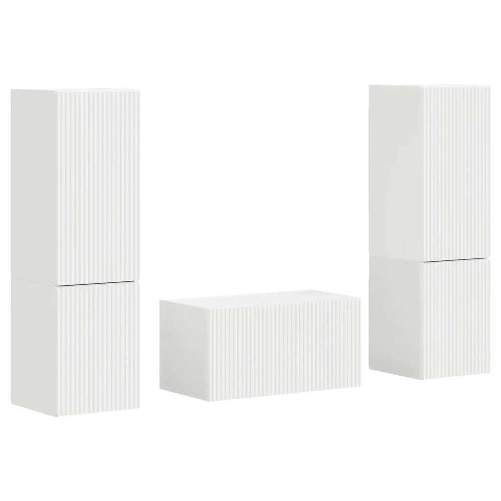Set mobile TV 5 pz-Credenza per TV Bianco Legno multistrato