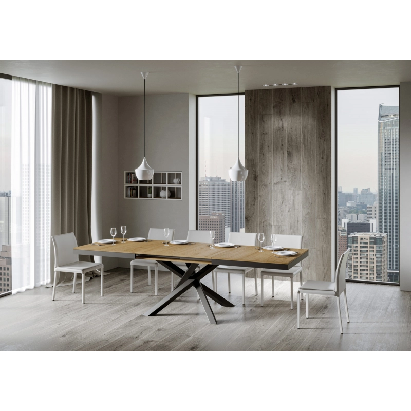 Tavolo allungabile 90x160/264 cm Volantis Evolution telaio Antracite - Quercia Natura
