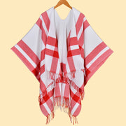Nuovo scialle diviso con nappe, sciarpa semplice a quadri jacquard da donna