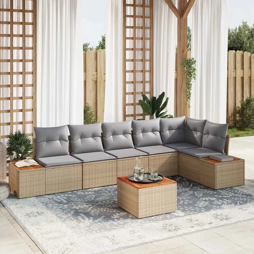 Set Divano da Giardino 6 pcs Beige e Grigio Chiaro Polyrattan 3356770