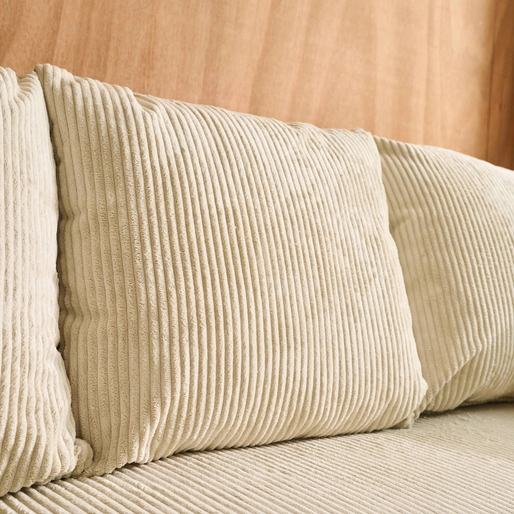 Divano letto angolare reversibile in velluto a coste, 3 posti, beige