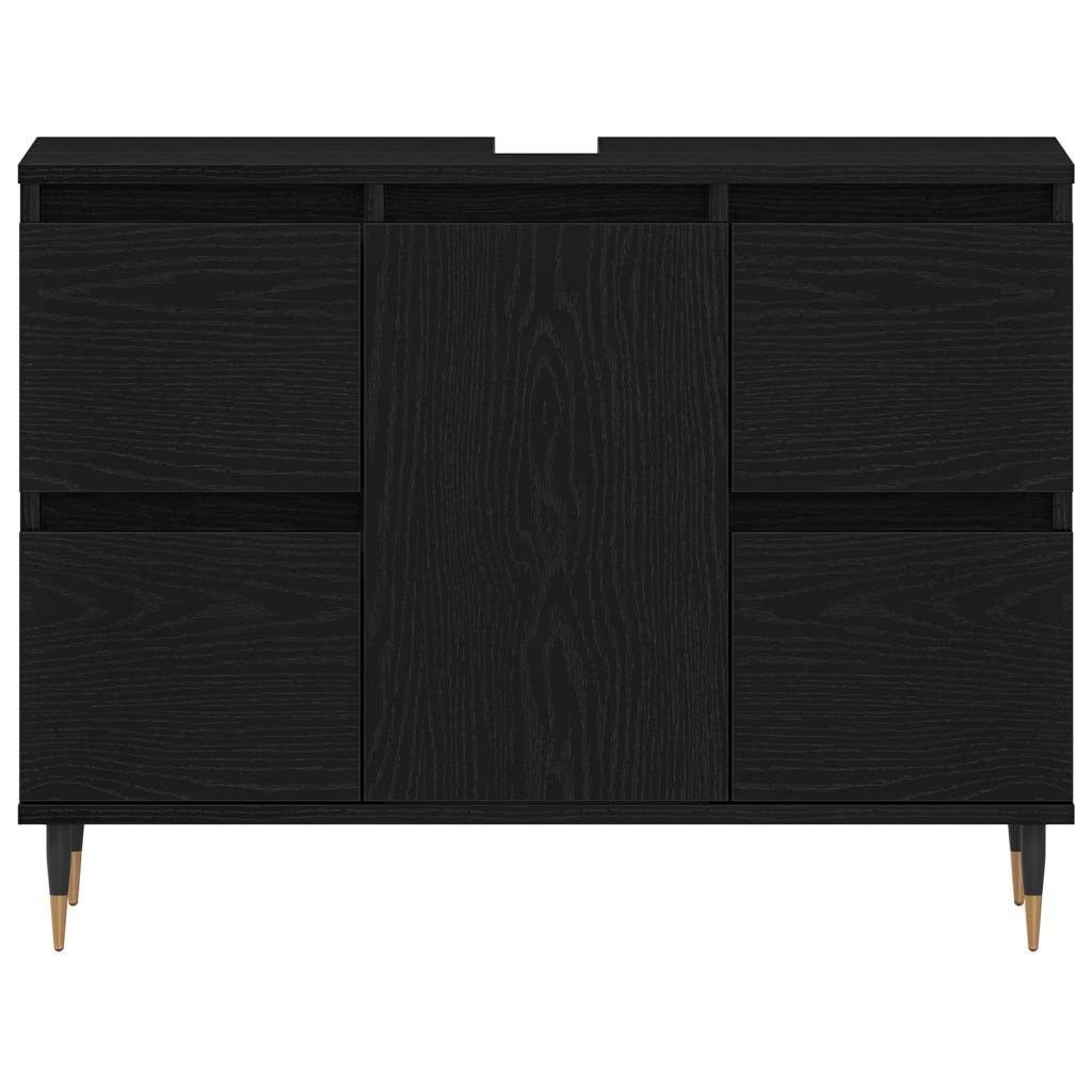 Mobiletto per lavandino da bagno  Nero Rovere 80x33x60 cm Legno ingegnerizzato