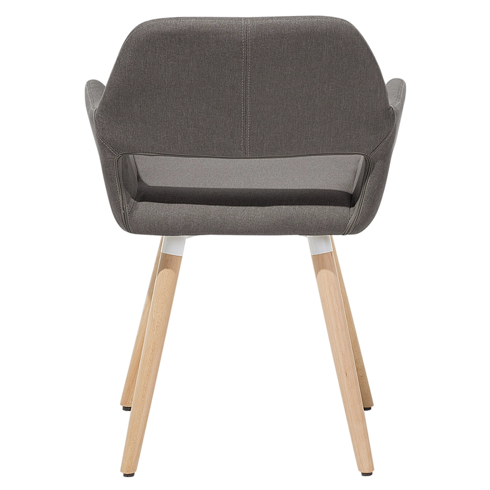 Set di 2 Sedie da Pranzo Rivestimenti in Tessuto Taupe Gambe in Legno Chiaro Stile Moderno Eclettico