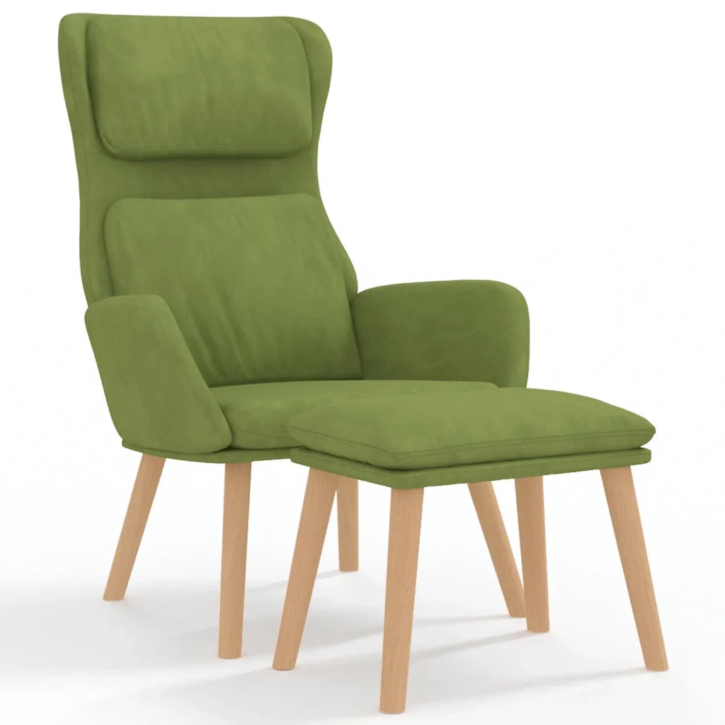 Poltrona Relax con Poggiapiedi Verde Chiaro in Velluto 3097823
