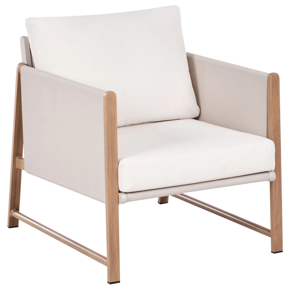 Set di divani da giardino a 5 posti Struttura in metallo beige chiaro con finitura in legno Piano in vetro Divano a 3 posti Ottomano Poltrone