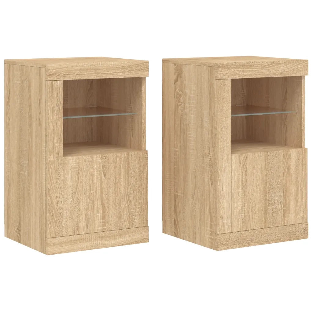 Armadietti con Luci LED 2pz Rovere Sonoma in Legno Multistrato 836635