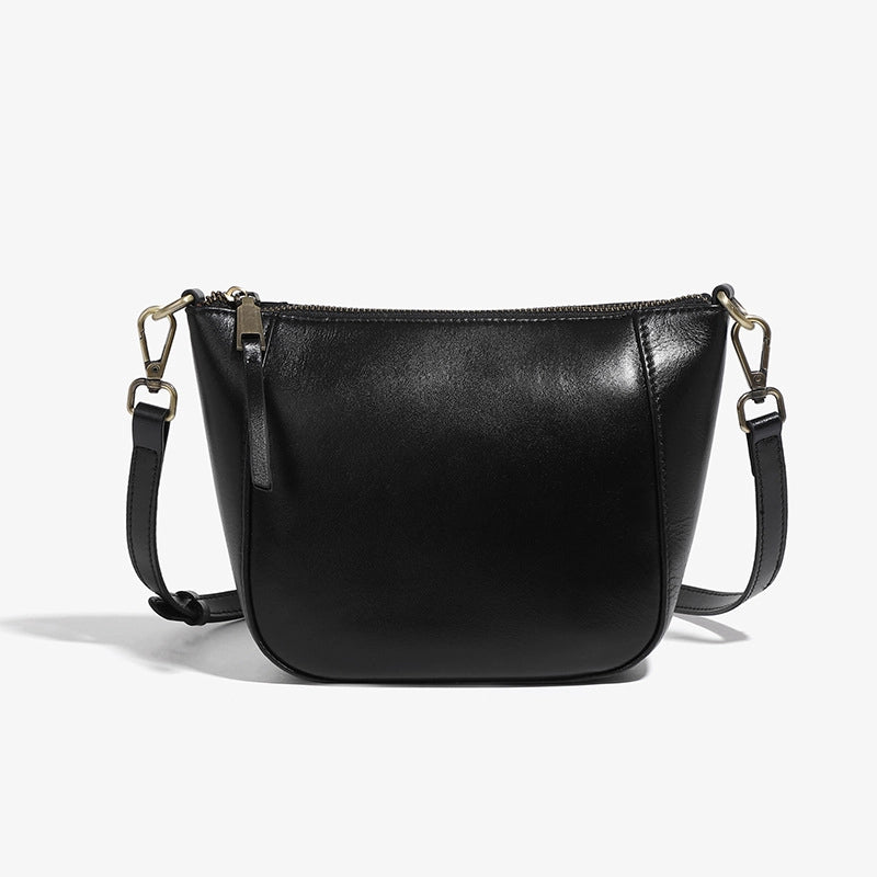 Borsa a tracolla da donna in vera pelle, elegante borsa tote nera