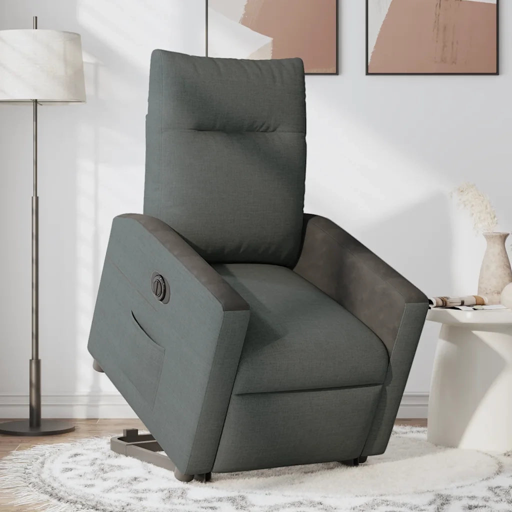 Poltrona Alzapersona Reclinabile Elettrica Grigio Scuro Tessuto 3324067