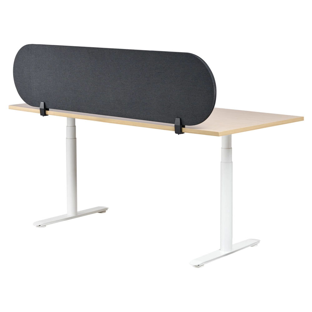 Pannello divisorio grigio scuro in tessuto PET Board 160 x 40 cm Schermo acustico Morsetti di montaggio modulari Casa Ufficio