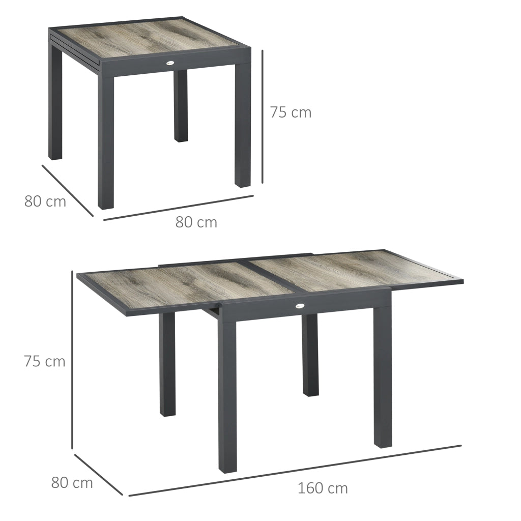 TAVOLO DA GIARDINO ALLUNGABILE 80/160 x 80 x 75 cm Alluminio Beige