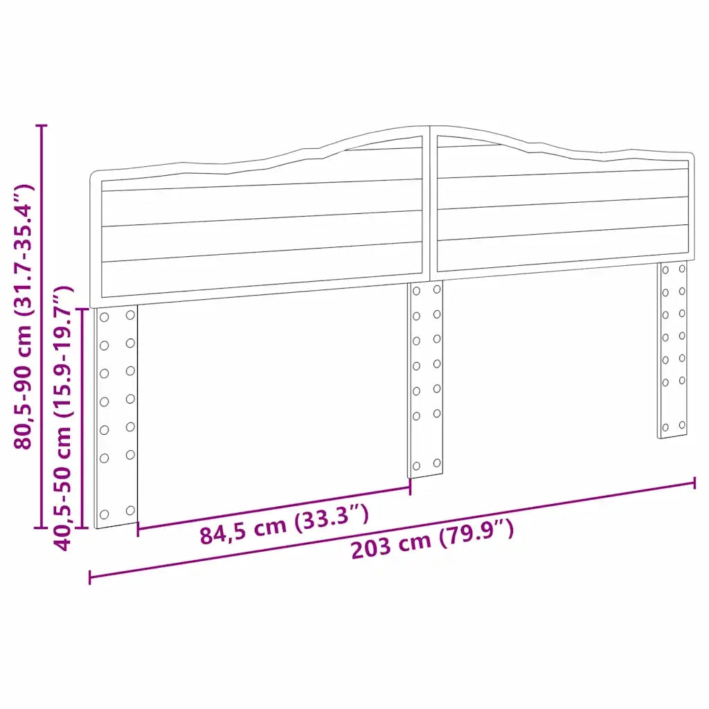 Testiera-Testata-Testiera Decorativa Rovere Nero 200 cm Legno multistrato 982508
