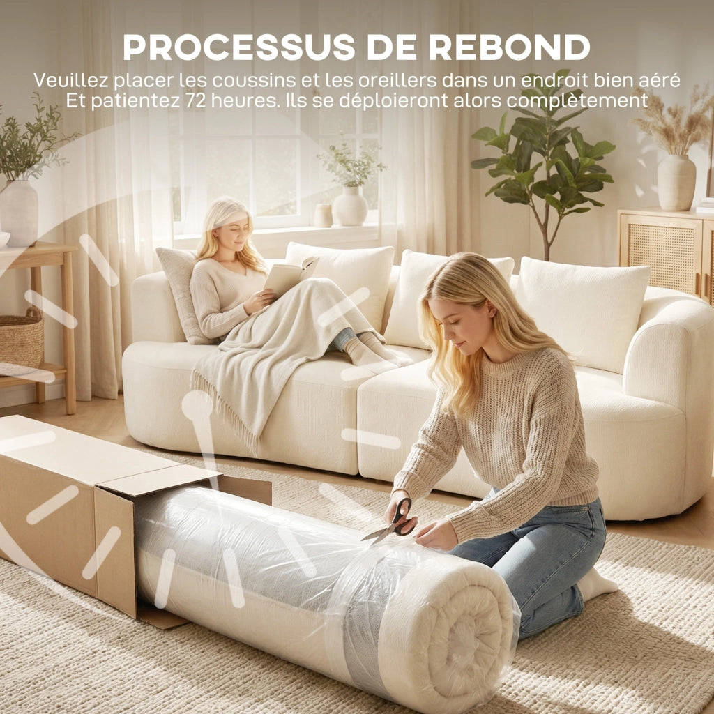Divano 3 posti in chenille 260 cm ¨C zephmum ¨C crema