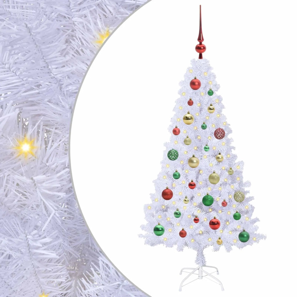 Albero di Natale Artificiale-Albero Natalizio Bianco 120 cm PVC e Acciaio 683359