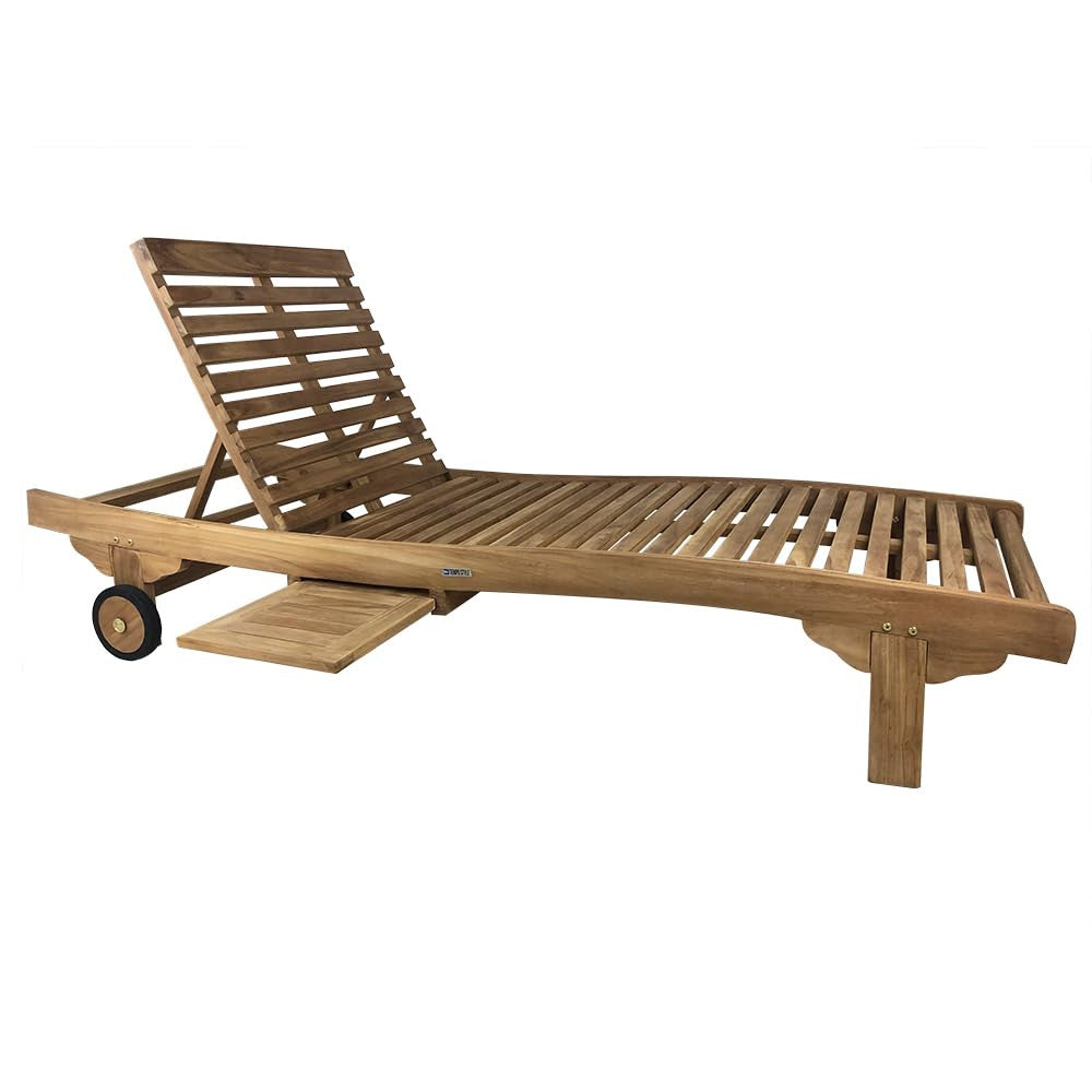 Lettino Prendisole Reclinabile per Esterno Meza con Schienale Regolabile in Legno Teak