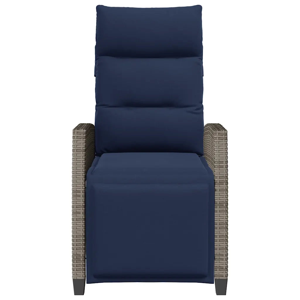 vidaXL Sedia Reclinabile da Giardino con Tavolino Grigio Polyrattan
