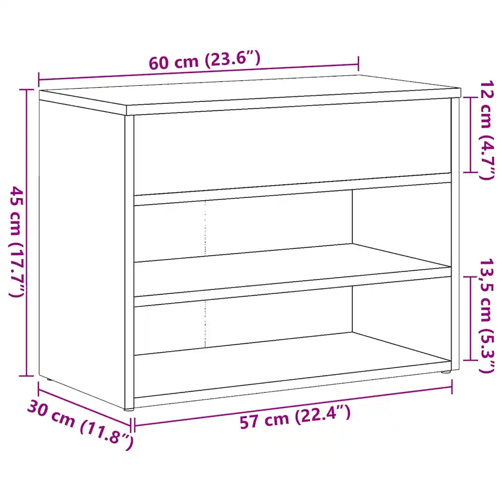 Scarpiera Legno Antico 60x30x45 cm in Legno Multistrato 856754