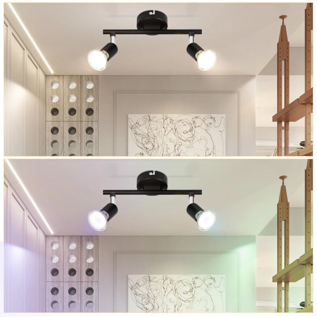 ZMH Faretto da soffitto neri 2 luci GU10 rotativi 330° anche parete per corridoi camere salotti