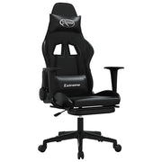 Sedia da Gaming | Sedia da e-sports con Massaggio e Poggiapiedi Nera in Similpelle