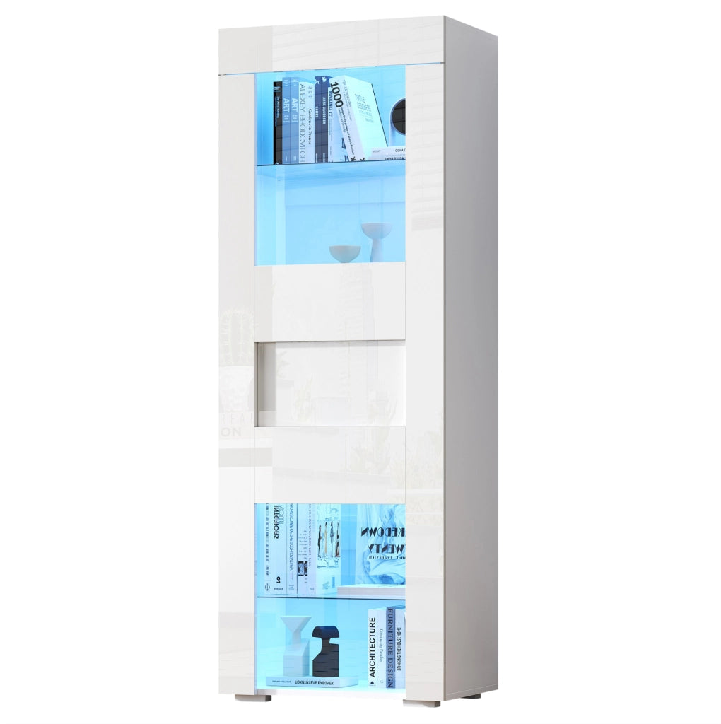 Vetrina 60x40x170 cm con LED USB e ripiani regolabili in MDF; bianca