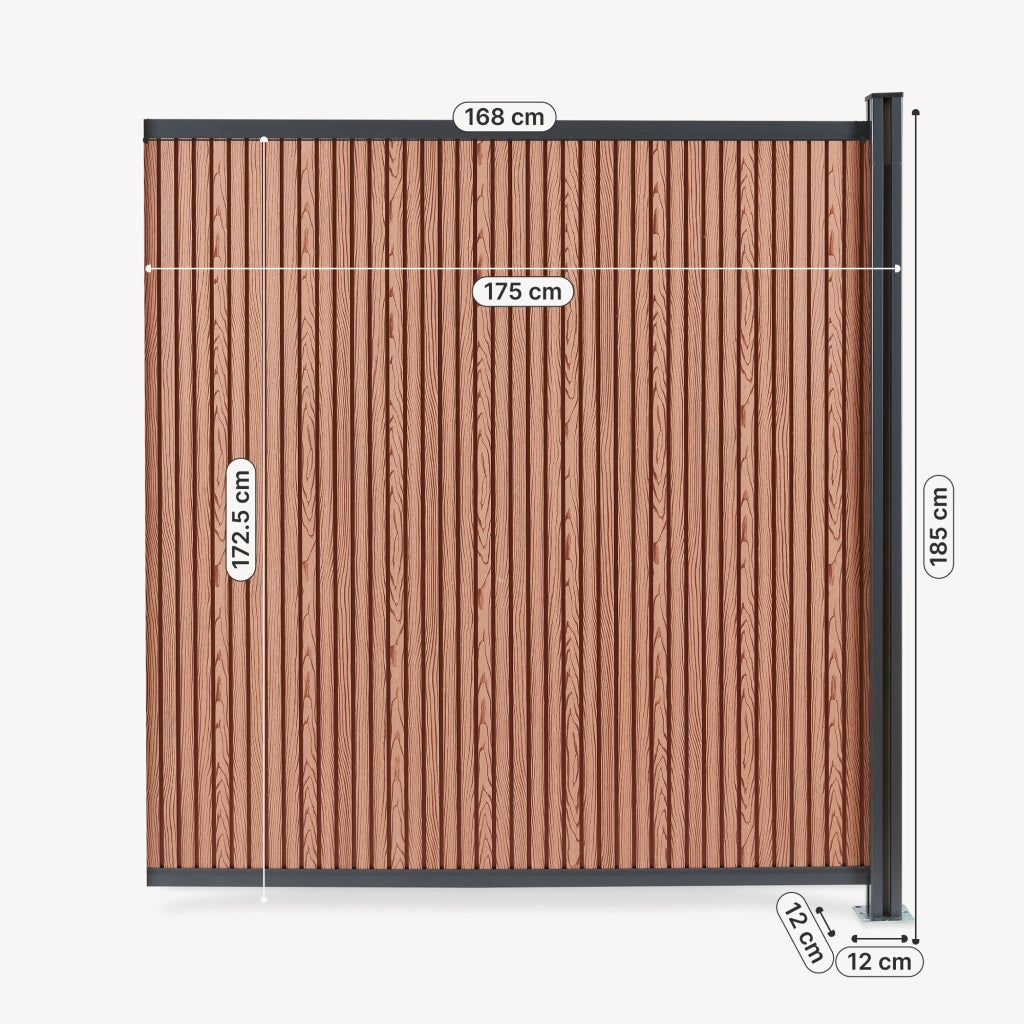 Recinzione Frangivista Grassano in WPC Modulo di Estensione con Montante (AxL) 185 x 175 - Marrone NEU.HOLZ