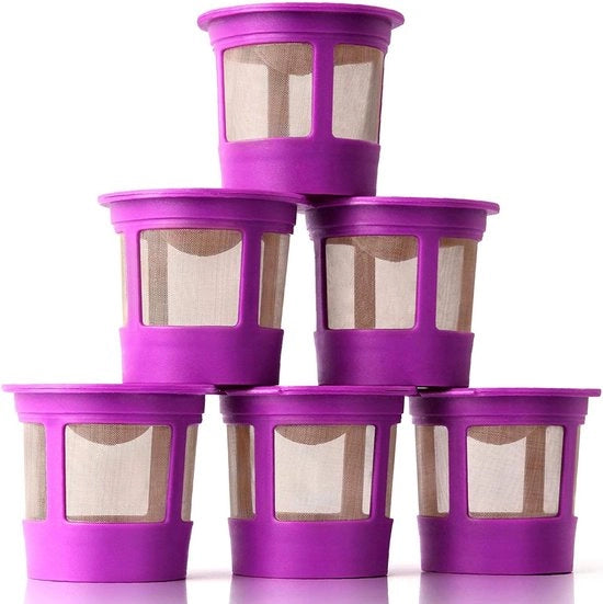 Cialde per caffè riciclabili da 6 pezzi Adatte per macchine caffè Keurig, filtri caffè, compatibili con macchine caffè Keurig 1.0 e 2.0