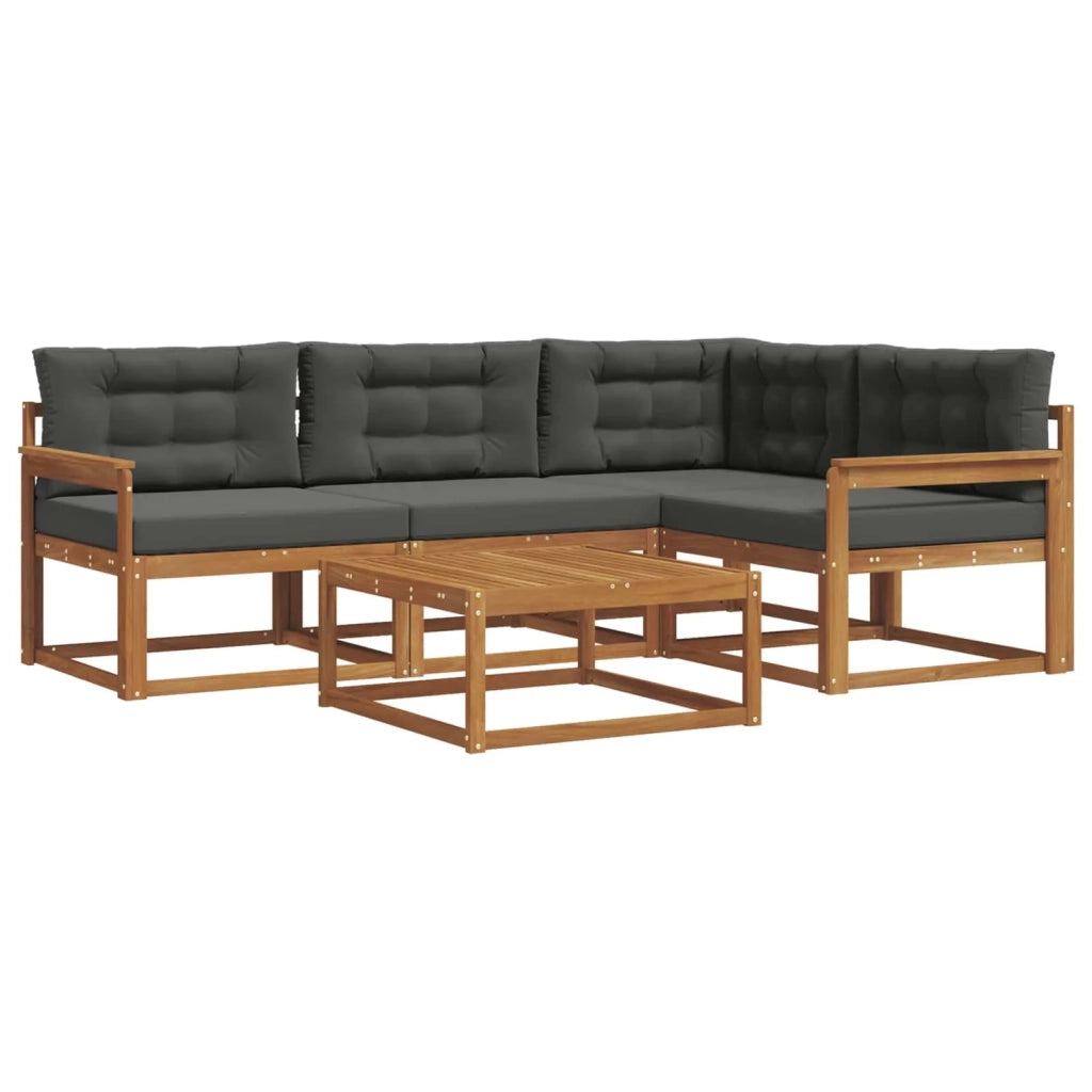 Set di divani da esterno con cuscino 5 pcs Naturale e Antracite