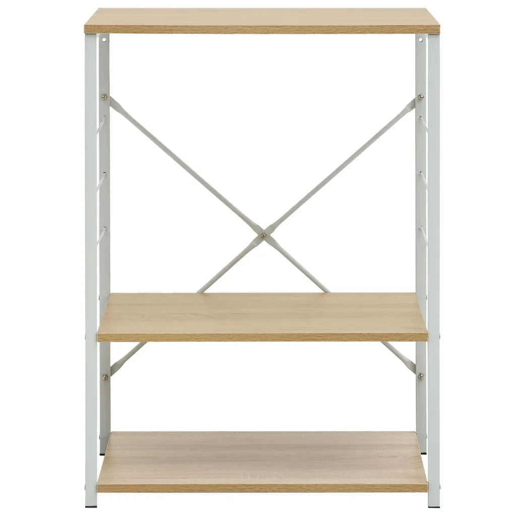 Armadio per microonde 60 x 39,6 x 79,5 cm con 3 livelli e ganci portaoggetti in stile contemporaneo in legno ingegnerizzato bianco 02_0046483