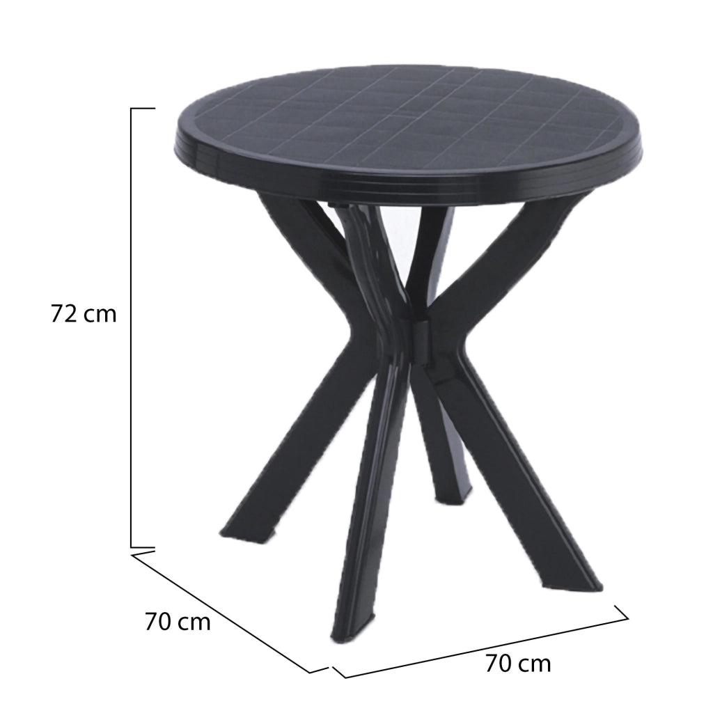 Lorwood, Tavolo da Esterno 2 Posti Made in Italy, 70x70x72h cm Nero Antracite