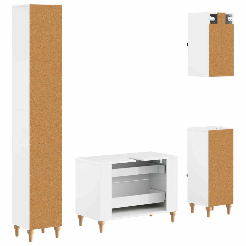 Set di Mobili da Bagno da 4 Pezzi ALKMAAR Bianco Lucido 3417913