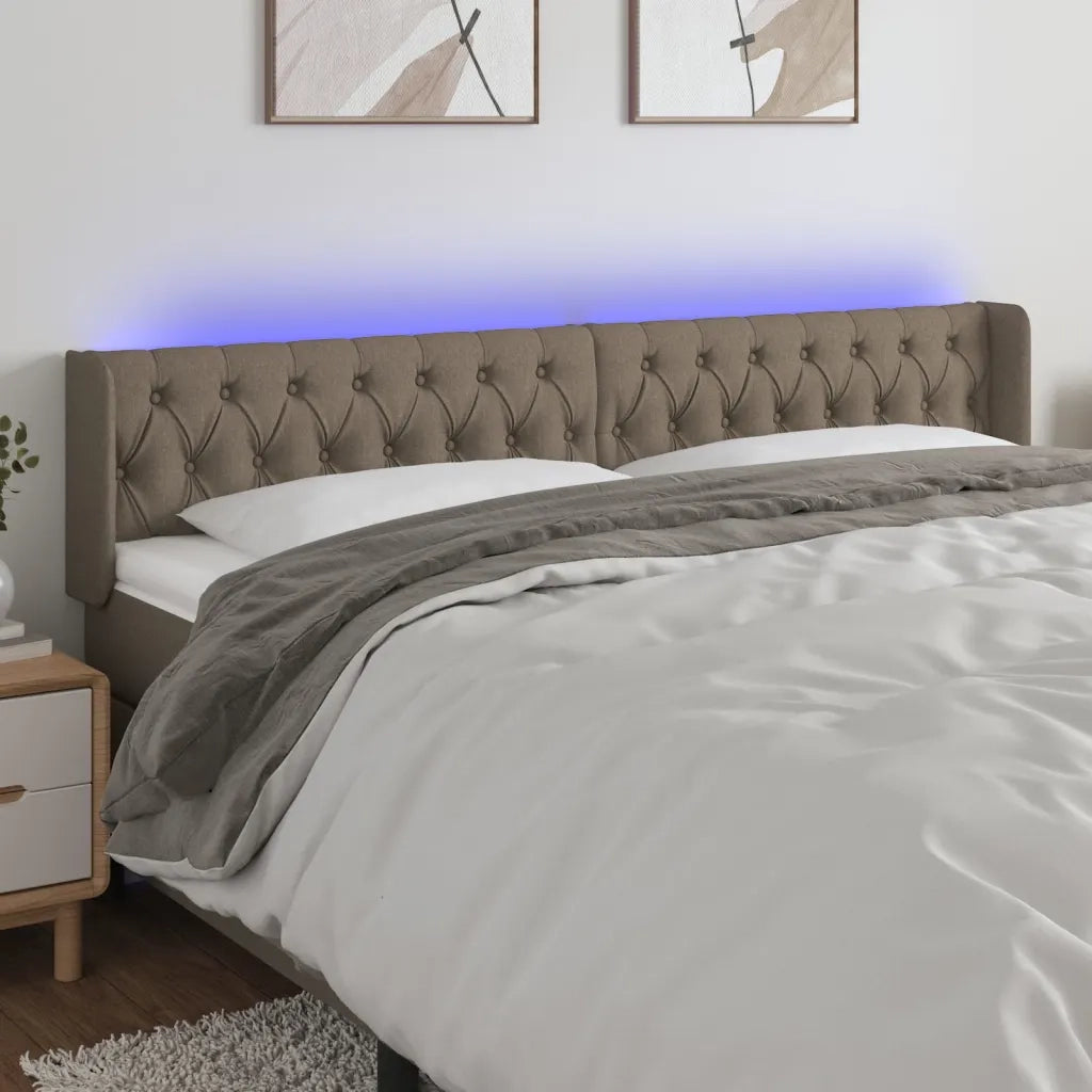 Testiera | Testata a LED Tortora 183x16x78/88 cm in Tessuto
