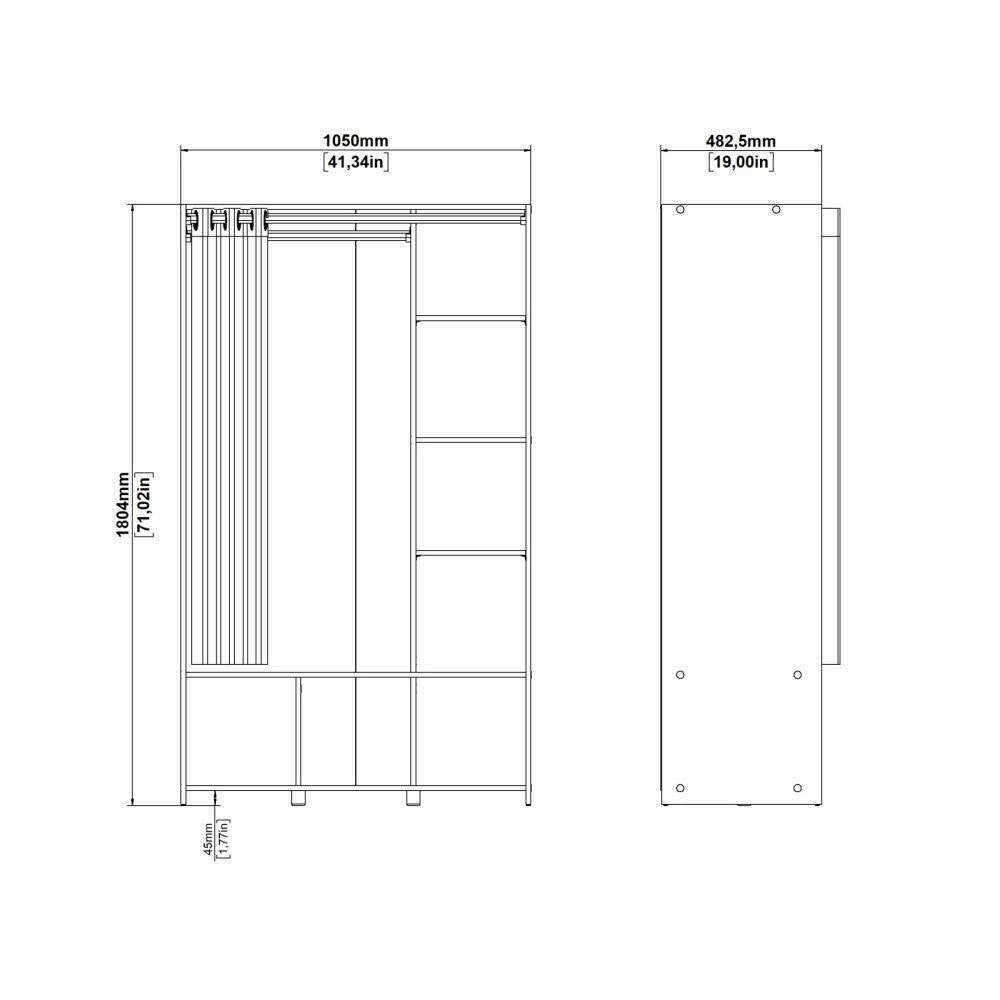 Guardaroba grande Jal, Mobile camera da letto, Cabina armadio portabiti, Armadio appendiabiti, 105x48 h180 cm, Rovere e Beige