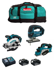 MAKITA Kit MPK18323B (DKP180 + DSS610 + DJV180 + 2 x 3,0 Ah + DC18RC + LXT600)