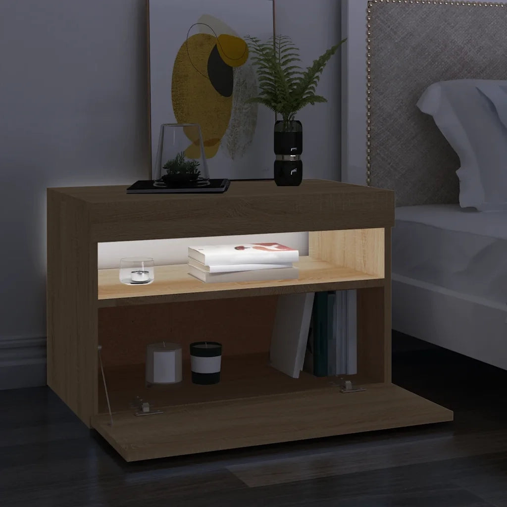 Mobile Porta TV con Luci LED Rovere Sonoma 60x35x40 cm 804415