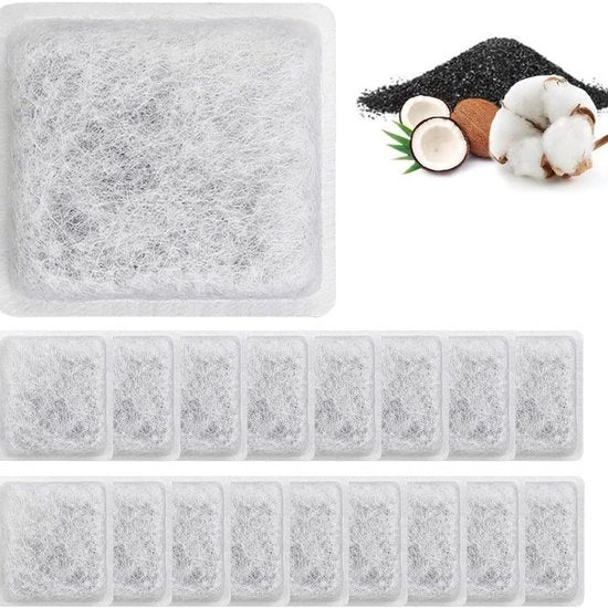 Dispenser per animali da 18 pezzi - filtro a tessuto - dispenser quadrata - accessori - filtro a carbone attivo con cocco - filtro a cotone - filtro per cibo per gatti e cani