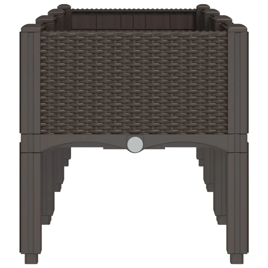 Fioriera rialzata per piante fiori patio giardino con gambe 120 x 40 x 42 cm PP marrone 02_0038151