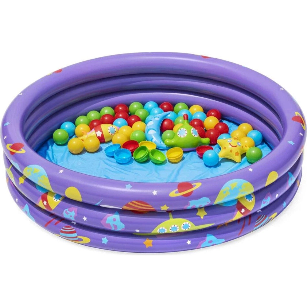 Trade Shop - Piscina Gonfiabile Giardino A 3 Anelli Gioco Per Bambini Con Palline ø 102 Cm 52466 -