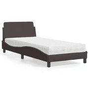 Letto con Materasso Marrone Scuro 90x200 cm in Tessuto