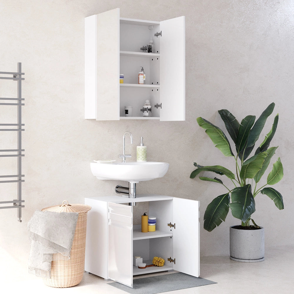 Vicco Set mobili bagno Bianco lucido 2 parti