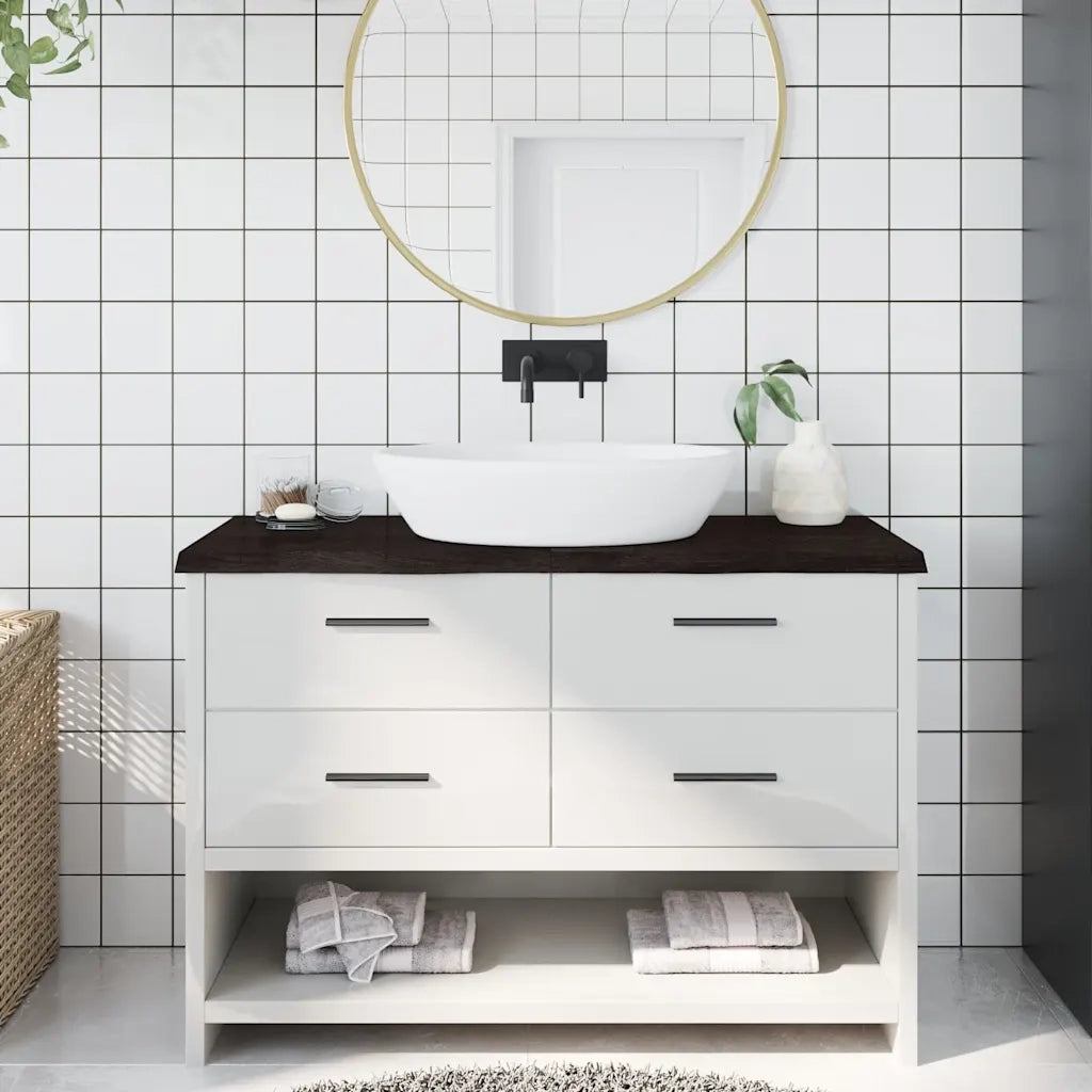 Piano Bagno Marrone Scuro 120x60x(2-4)cm Legno Trattato 3156239
