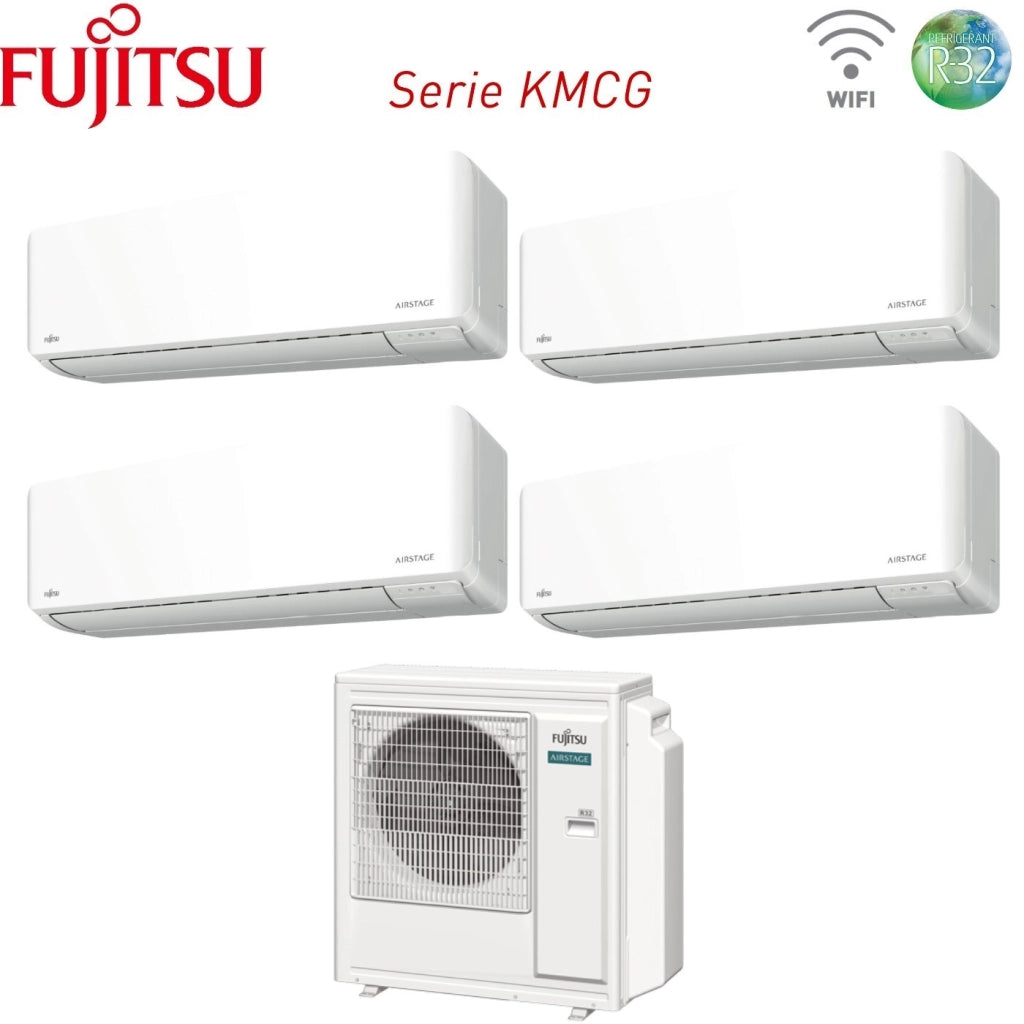 Climatizzatore Condizionatore Fujitsu Quadri Split Inverter serie KM AIRSTAGE 7+7+9+12 con AOEG30KBTA4 R-32 Wi-Fi Integrato 7000+7000+9000+12000