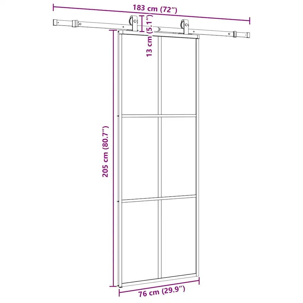 Porta Scorrevole con Ferramenta Nera 76x205 cm in Vetro ESG 3375784