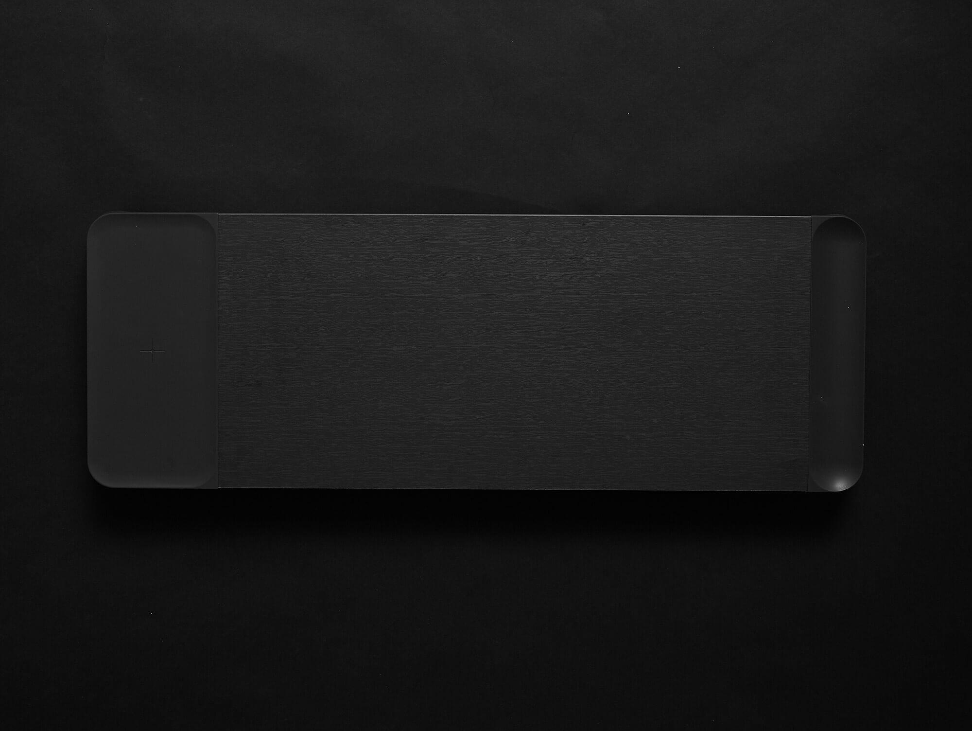 Supporto Monitor da Scrivania 56x20x5,7 cm con Entrata USB e Base di Ricarica Wireless Nero