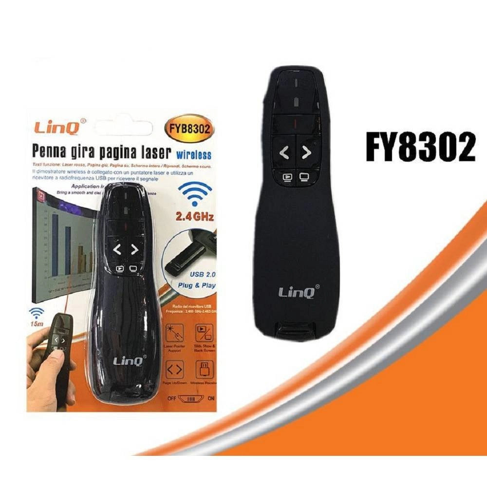 Trade Shop - Penna Gira Pagine Laser Wireless Puntatore Telecomando Per Presentazioni Fy8302 -